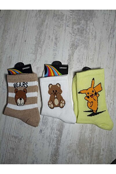 MomStyle Nakışlı Kolej Çorap 3'lü Set