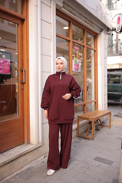 Wovi Women's Hijab Sports Tracksuit Set Zippered Collar