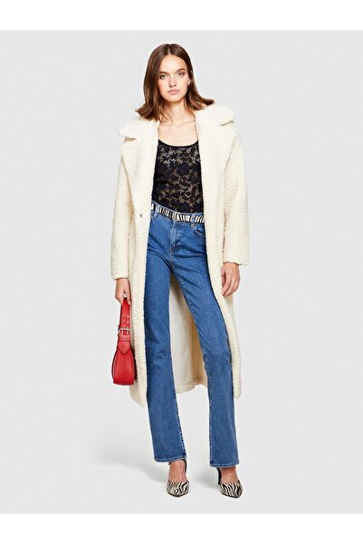 Sisley Slim Fit High Waist Leg Slit Denim Pants Women's Black T-Shirt - 323A4Qwrle02S