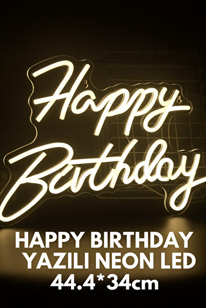 Yenilig HAPPY BIRTHDAY Neon Led Işık (44.4x34 cm) - Doğum Günü ve Parti Arka ...