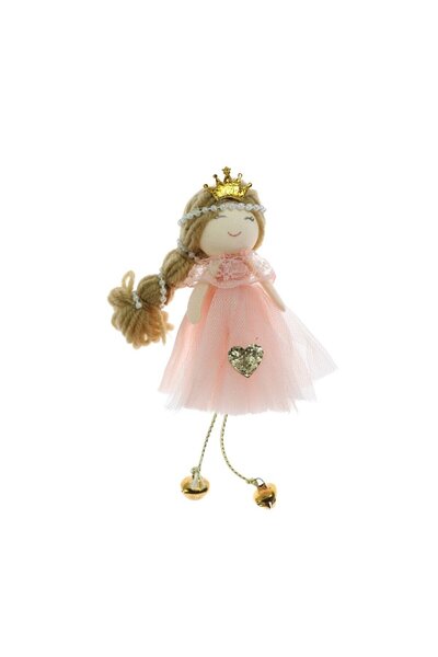 SHOPIENS Figurină decorativă de Crăciun, model prințesă, roz, 14 cm