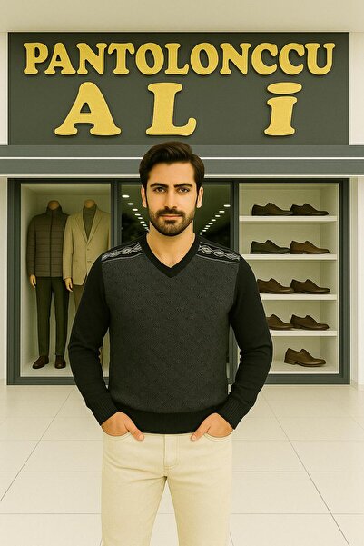 YAMAK v yaka çelik örgü kazak