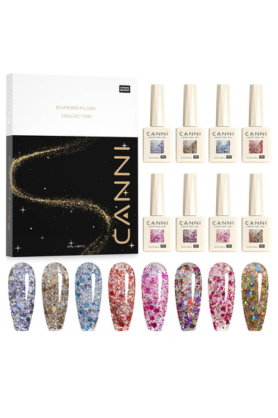 Canni 8 Renk Glitter Seri Uv Led Kalıcı Oje 13031KK