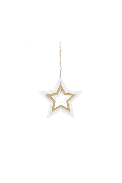 SHOPIENS Christmas decoration, star, white and brown, 12 cm, D261405
