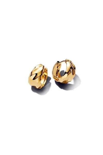 Hector&Co. Jewellery Gold Renk Dalgalı Geniş Halka Küpe