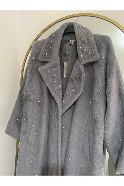 Belemir Rstm Boutique Angora Stone-Detailed Drawstring Lining Pocketed Stylish Perfect Never Cold Fur Coat