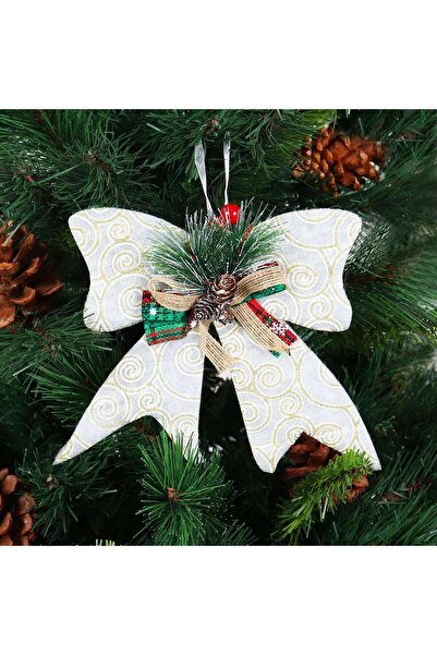 SHOPIENS Christmas Decoration Bow, White, 19 x 16.5 cm, SYXHP-281994