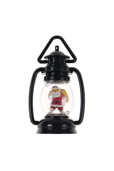 SHOPIENS Lampă decorativă de Crăciun cu Moș Crăciun, neagră, 6 x 9,8 cm, SYSQ...