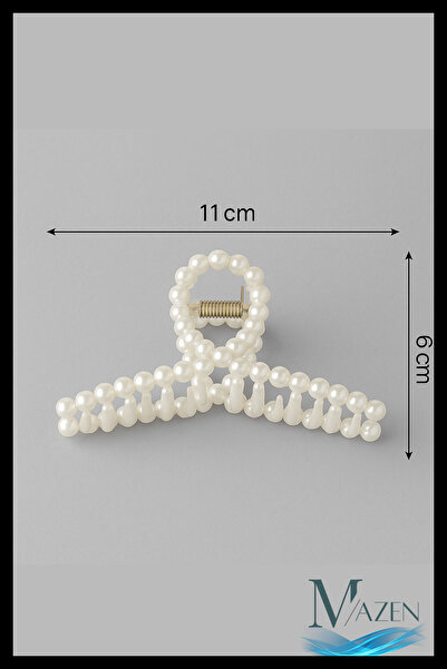 MAZEN Non-Slip Quality Latch Buckle | 11 cm | Women's Hair Accessory | Pearl Design