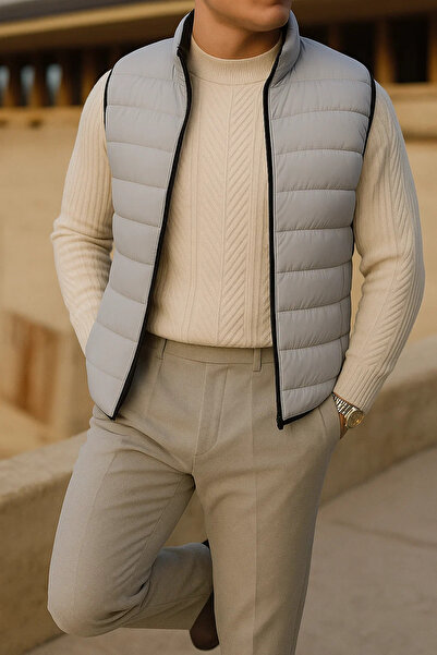 comstar Men's Winter Comfort Sleeveless Lined Grey Puffer Vest