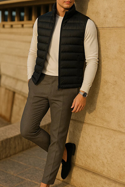 comstar Men's Winter Comfort Sleeveless Lined Black Puffer Vest