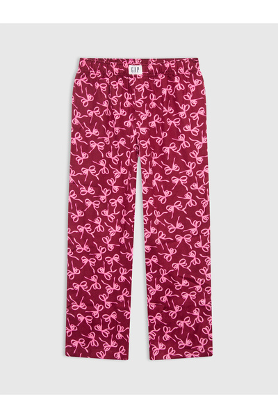 GAP Kız Çocuk Kırmızı %100 Geri Dönüştürülmüş Flannel Pijama Altı