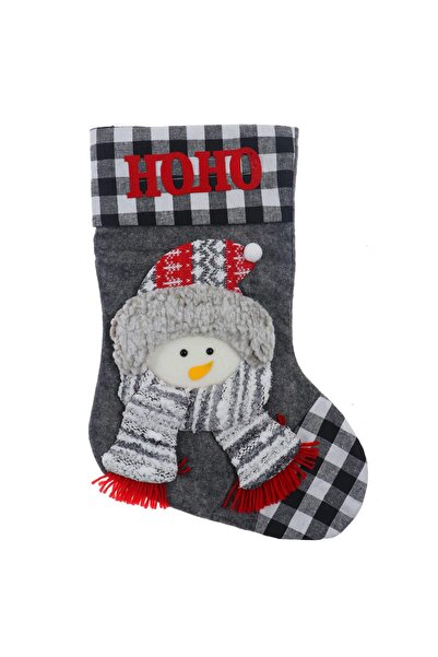 SHOPIENS Χριστουγεννιάτικη μπότα, γκρι + λευκό + κόκκινο, 46 cm, SYWZB-082148