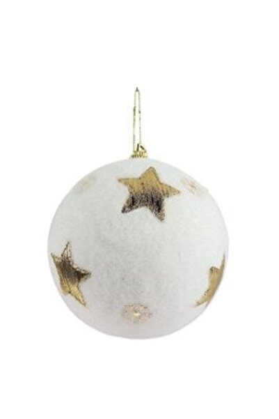 SHOPIENS Christmas ornament, bell type, white + gold, 10 cm, SYOMQB-0324251