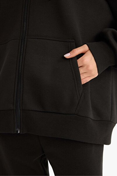 DeFacto Oversize Wide Fit Hooded Zippered Sweatshirt (25 Wn)