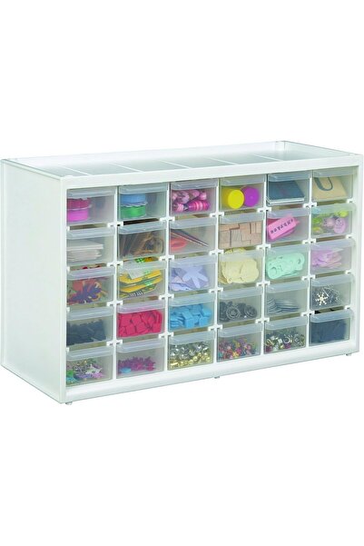 ArtBin Storage Drawer Cabinet, Wall-Mountable, 30 Drawers, Clear/White, 6830PC