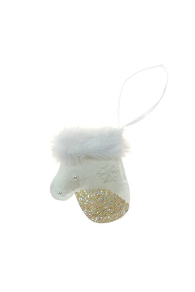 SHOPIENS Decorațiune de Crăciun (mănușă), poliester, alb, 10 cm