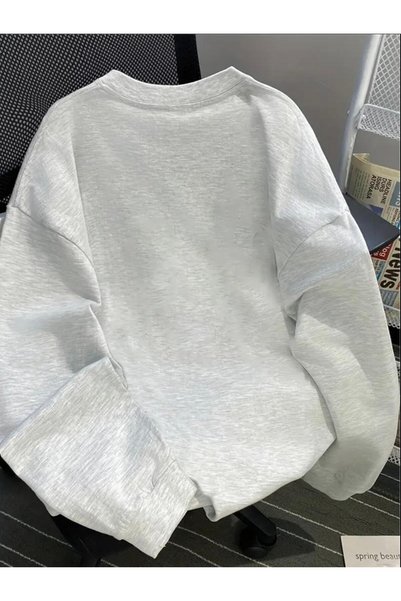 Oceanwear Unisex Sweatshirt Boston Printed Crew Neck Plain Gray