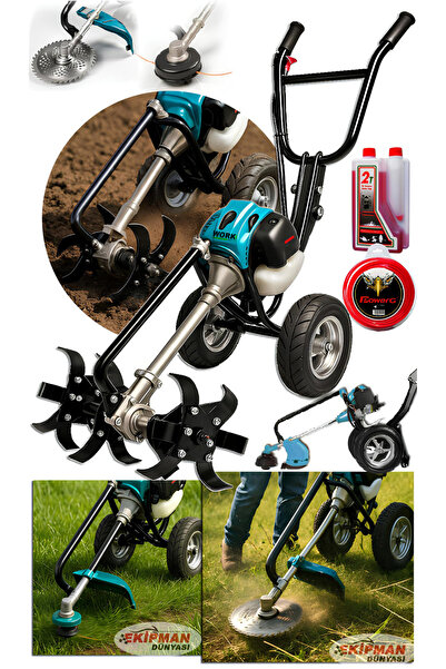 WORKMASTER 2.5 HP Tekerlekli Arazi Tırpan Seti – Ot Biçme + 2’li Toprak Eşeleme + Akrobat Çapalama Süper Paket