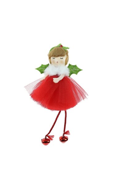 SHOPIENS Figurină decorativă de Crăciun, înger, roșu + alb + verde, înălțime ...