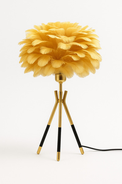 EvLight Trend Yellow Feathered Gold Metal Lampshade