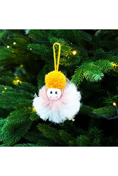 SHOPIENS Decoratiune Craciun, alb + portocaliu, 12.5 x 9.5 cm, SYPMQB-1022117