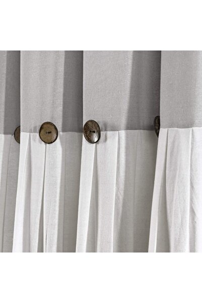 Lush Decor Linen Button Shower Curtain 16T004033, Cotton Blend, Solid
