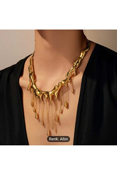 donna e milano قلادة بوهو ذات شراشيب من سبائك الزنك باللون الذهبي من دونا