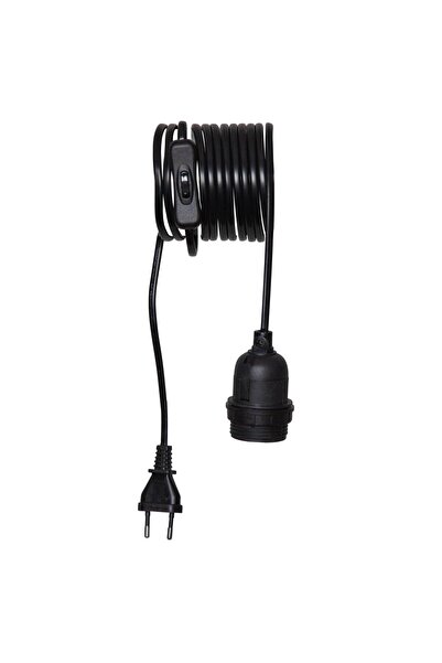 Eglo 410465 socket power cable for decoration, 1 x E27, 3.5 m, with switch, black