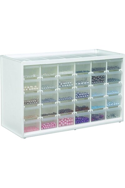 ArtBin Storage Drawer Cabinet, Wall-Mountable, 30 Drawers, Clear/White, 6830PC