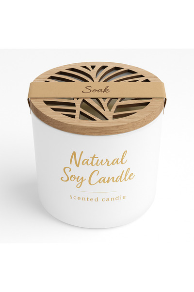 OEM Premium Scented Soy Wax Candles, Premium Container & Carved Wood Lid – Va...
