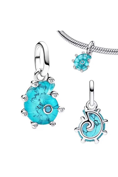 Lovecharm سحر الحلزون البحري المورانو باللون الأزرق الفضي