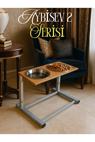 Okay Kedi-Köpek Yükseltilebilir Standlı Mama Su Kabı - 2 Adet Paslanmaz Çelik Kase