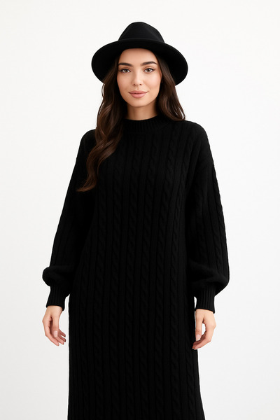 AGD COLLECTİON Extra Oversize Dress with Braided Hair