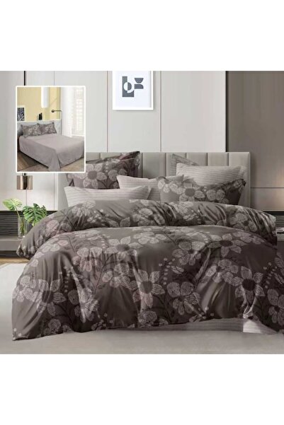 NufJoy Policotton 4-piece Double Bed Bedding Set (230x250, 200x230, 2x50x70) Dark Chocolate
