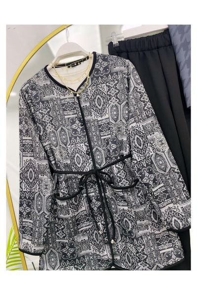 YEDİLALE Ethnic Pattern Jacket Pants Dual Set [Includes Tunic, Belt and Pants]