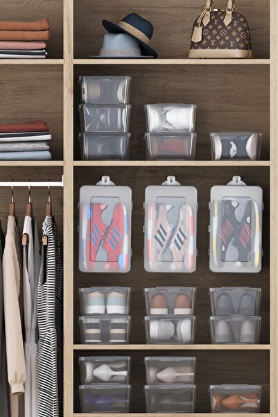 Pufwin Home 2Pcs Storage Box Transparent Plastic Hobby Organizing Makeup Storage