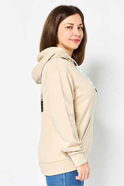 Elvis Presley Women Brand Logo Long Sleeves Hoodies, Beige