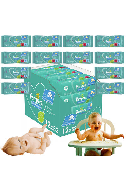 Pampers Servetele umede Fresh Clean, 12 pachete x 52, 624 buc