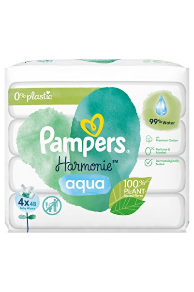 Pampers Servetele umede, Harmonie Aqua Pure, 4 pachete x 48 bucati