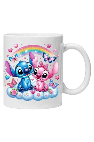 CRD PRINT Personalized mug "STITCH & ANGEL", CRD PRINT, 330 ml, white