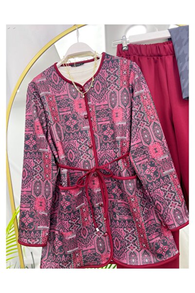 YEDİLALE Ethnic Pattern Jacket Pants Dual Set [Includes Tunic, Belt and Pants]