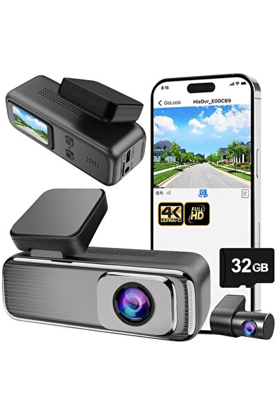 LONDEMM Camera Auto De Bord Fata-Spate 4K+FHD WiFi LONDEMM, Card De Memorie SD 32GB Inclus, Display 1.5 Inch