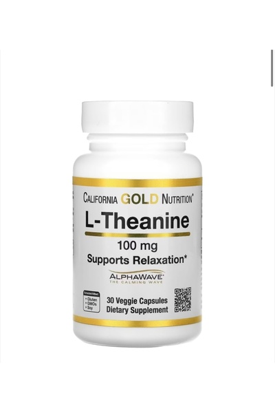 California Gold Nutrition L-Theanine Featuring Alphawave 100 mg 30 Veg Capsules