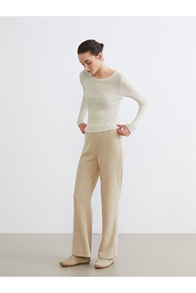 LC Waikiki Beige Elastic Waist Women's Trousers