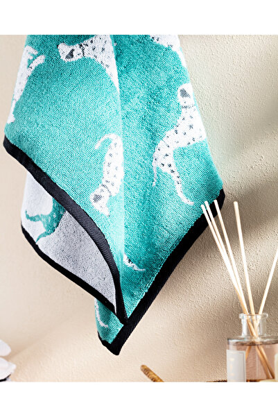 Madame Coco Dalmatien Yarn Dyed Face Towel - Water Green - 50X85 cm