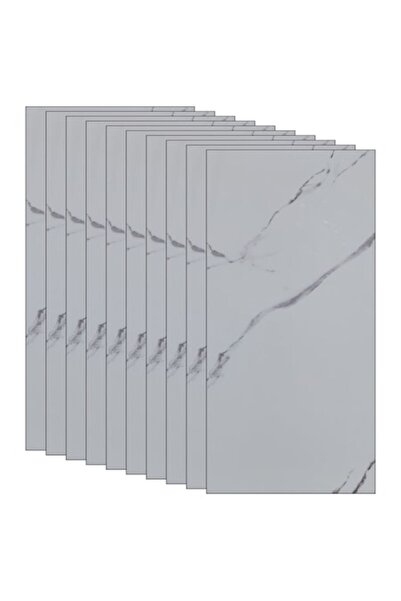 SokShop Set 10 Self-Adhesive Marble-Effect Wallpaper 30x60 cm, 2mm, 1.8 m², Gray/White