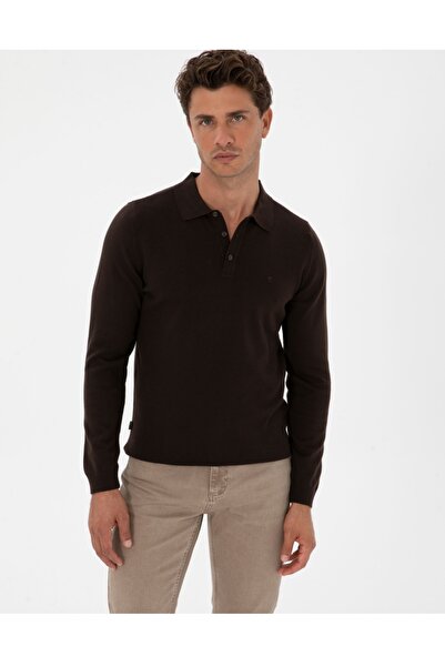 Pierre Cardin Polo Collar Slim Fit Basic Knit Sweater