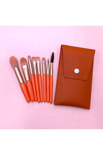 KIT PRO PROFESSIONAL Portable mini set of 8 super-soft makeup brushes, Orange