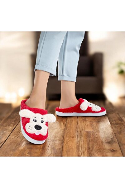 Lion Women's Plush House Slippers with Puppy Figure